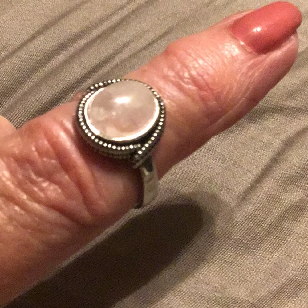 Antique Silver Rose Quartz Gemstone Ring